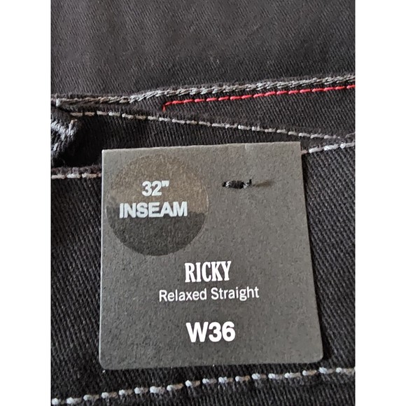 True Religion Mens size 36x32 Ricky Flap SN Relaxed Straight Jeans Black Denim - Picture 12 of 12